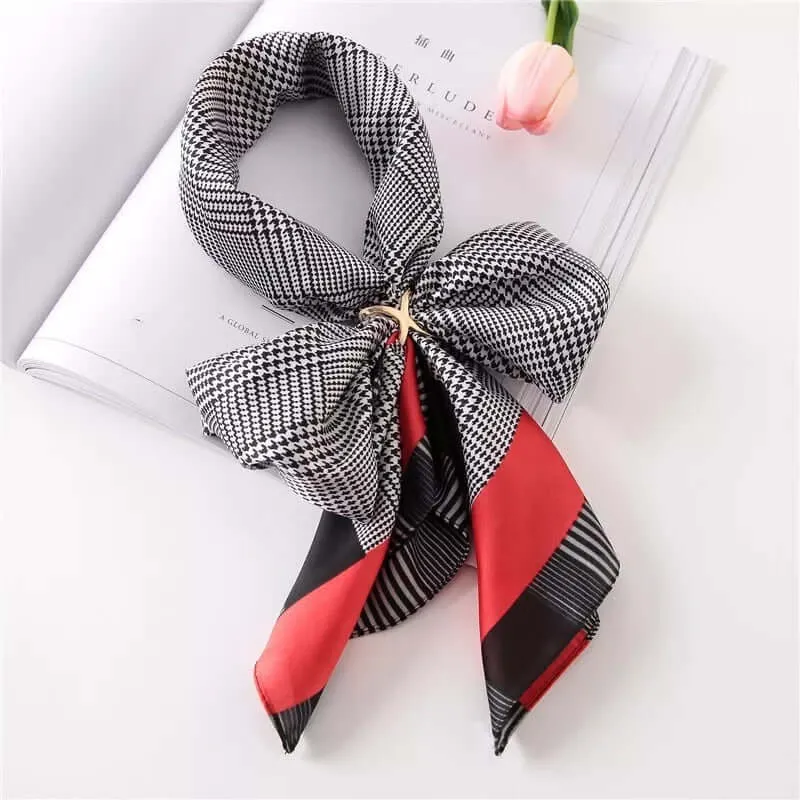 70*70cm Fashion Silk Satin Hair Scarf Women Handkerchief Printed Female Square Head Bandana Small Neck muffler hijab lady girl