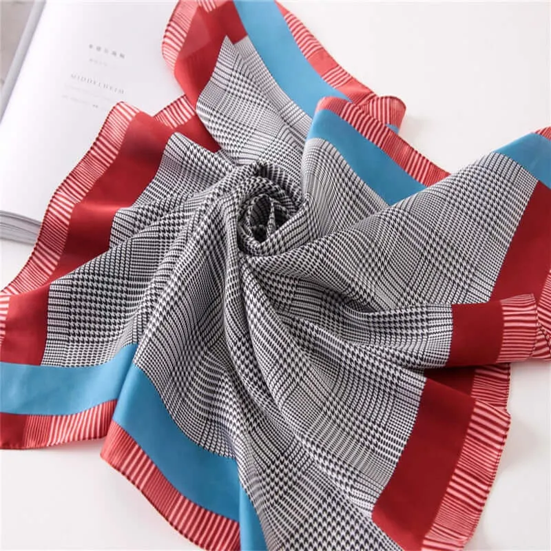 70*70cm Fashion Silk Satin Hair Scarf Women Handkerchief Printed Female Square Head Bandana Small Neck muffler hijab lady girl