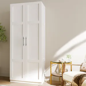 Adjustable Shelves White 2-Door Wardrobe, Wooden Frame - Artiss