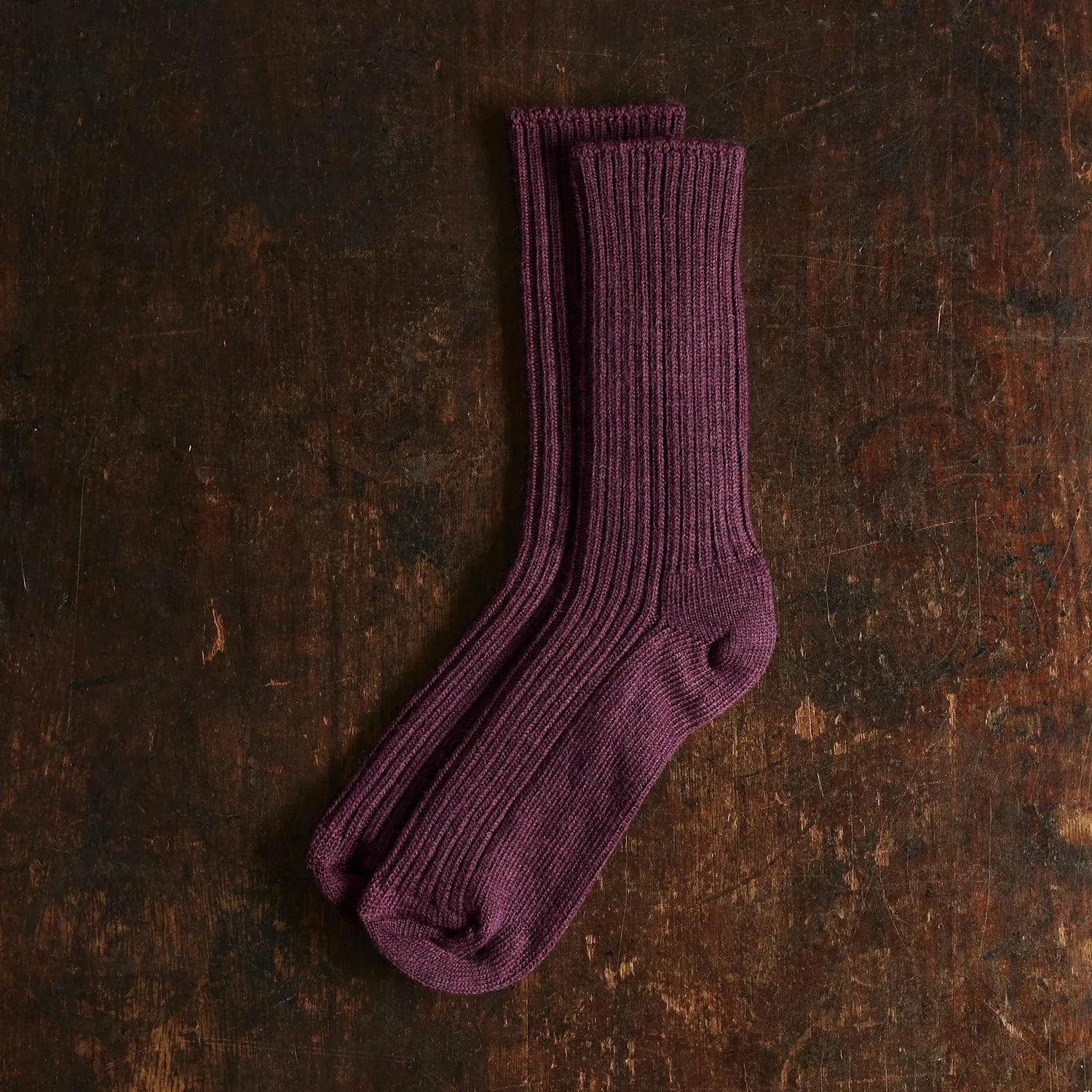 Adults Merino Wool Socks - Aubergine Melange