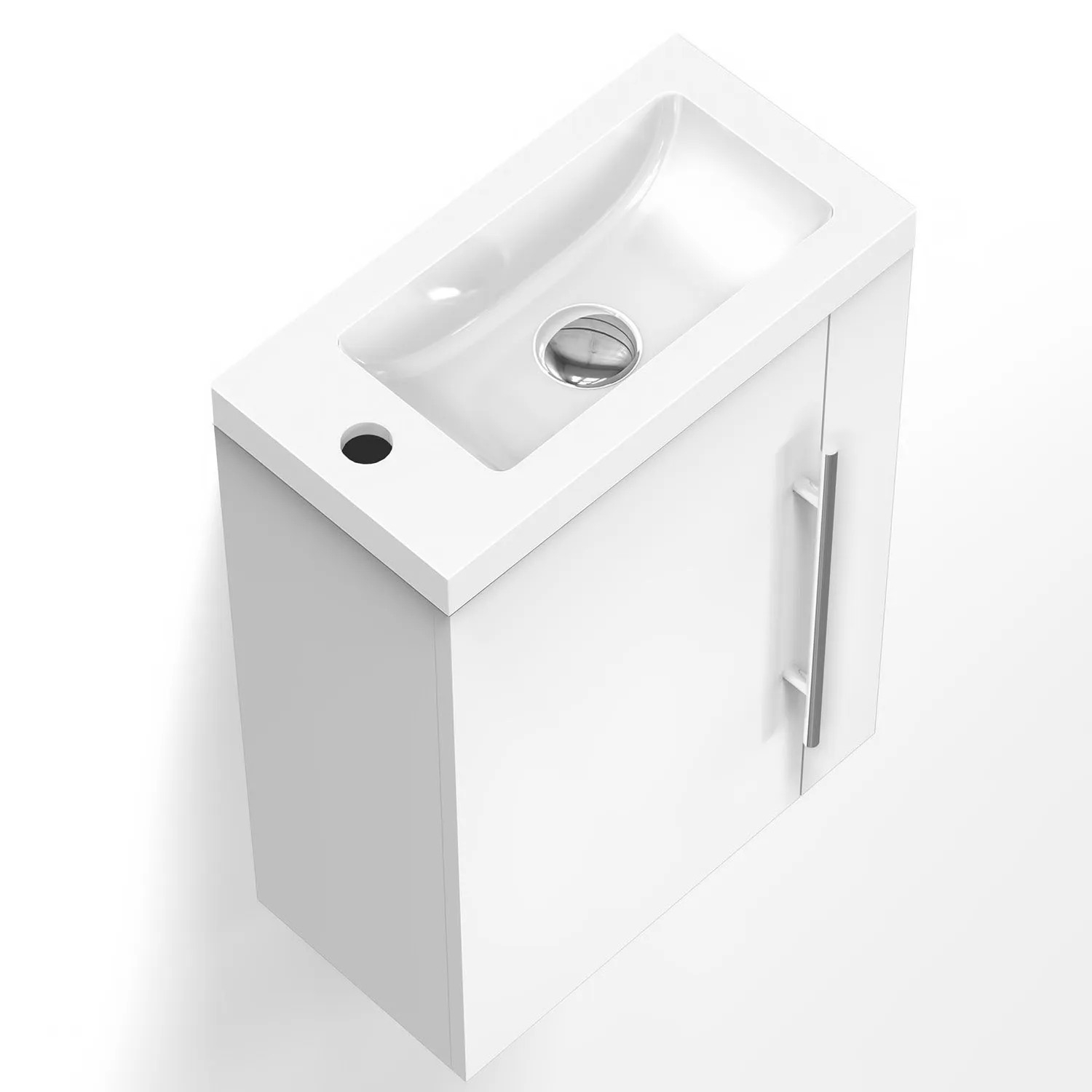 Aica Mobile Bagno Monoblocco Sospeso 44×23×60 cm per Piccoli Spazi con Maniglia e Lavabo in Alluminio