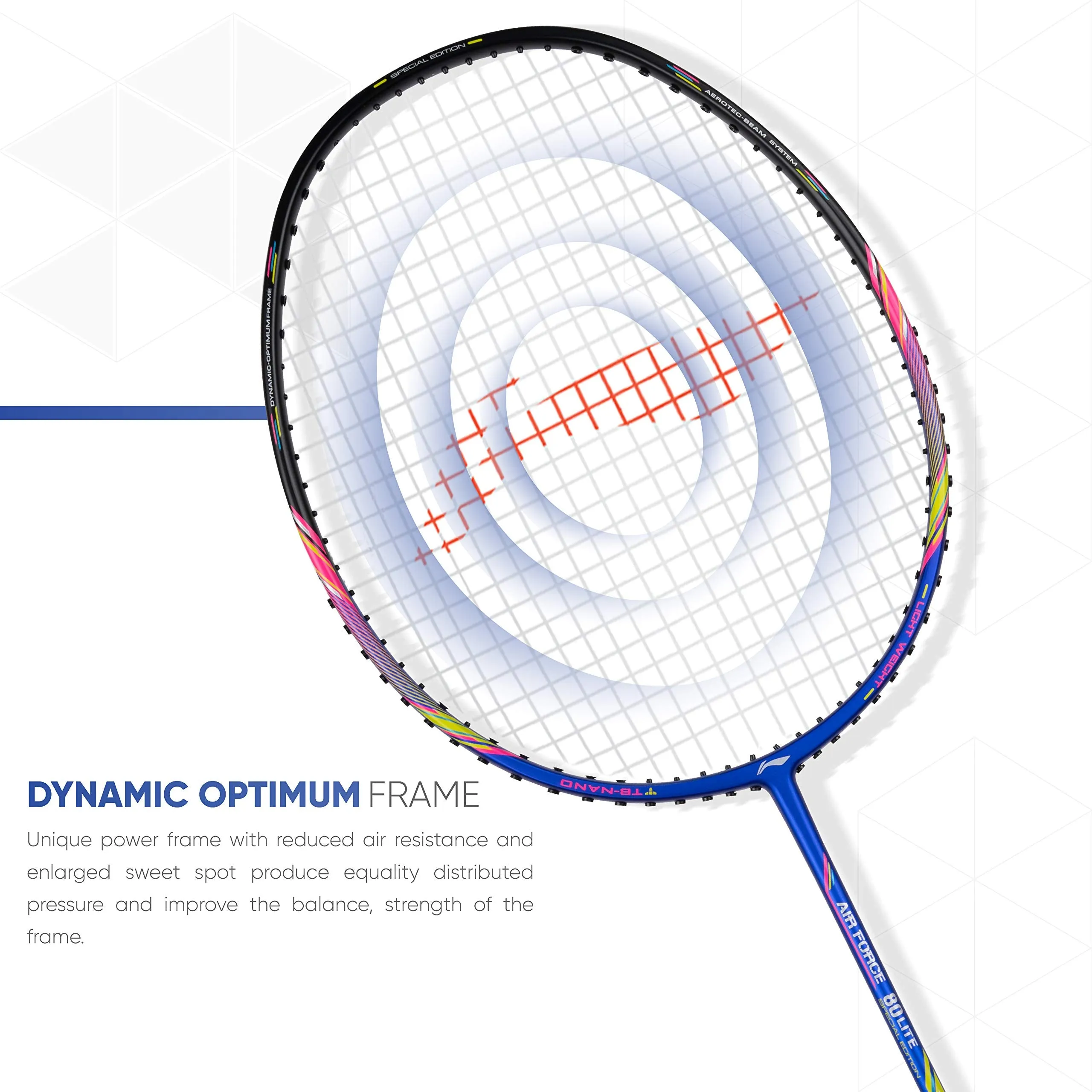 Air Force 80 Lite Carbon Fibre Strung Badminton Racket with Full Cover | Blue/Black