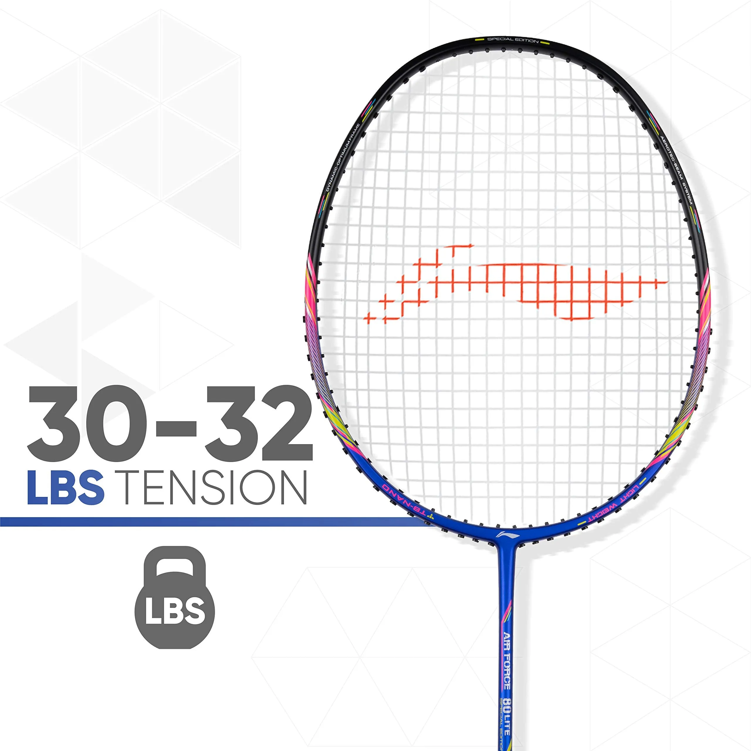 Air Force 80 Lite Carbon Fibre Strung Badminton Racket with Full Cover | Blue/Black