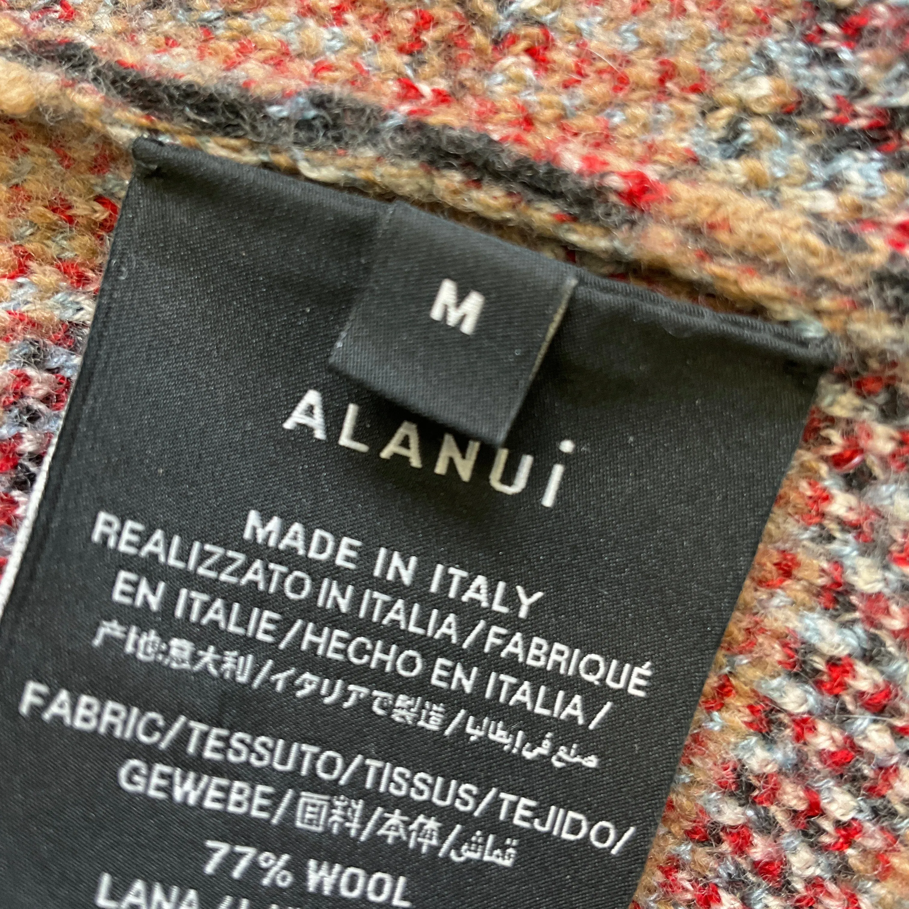 Alanui Tan Multi Tiger Jacquard Fringed Cardigan