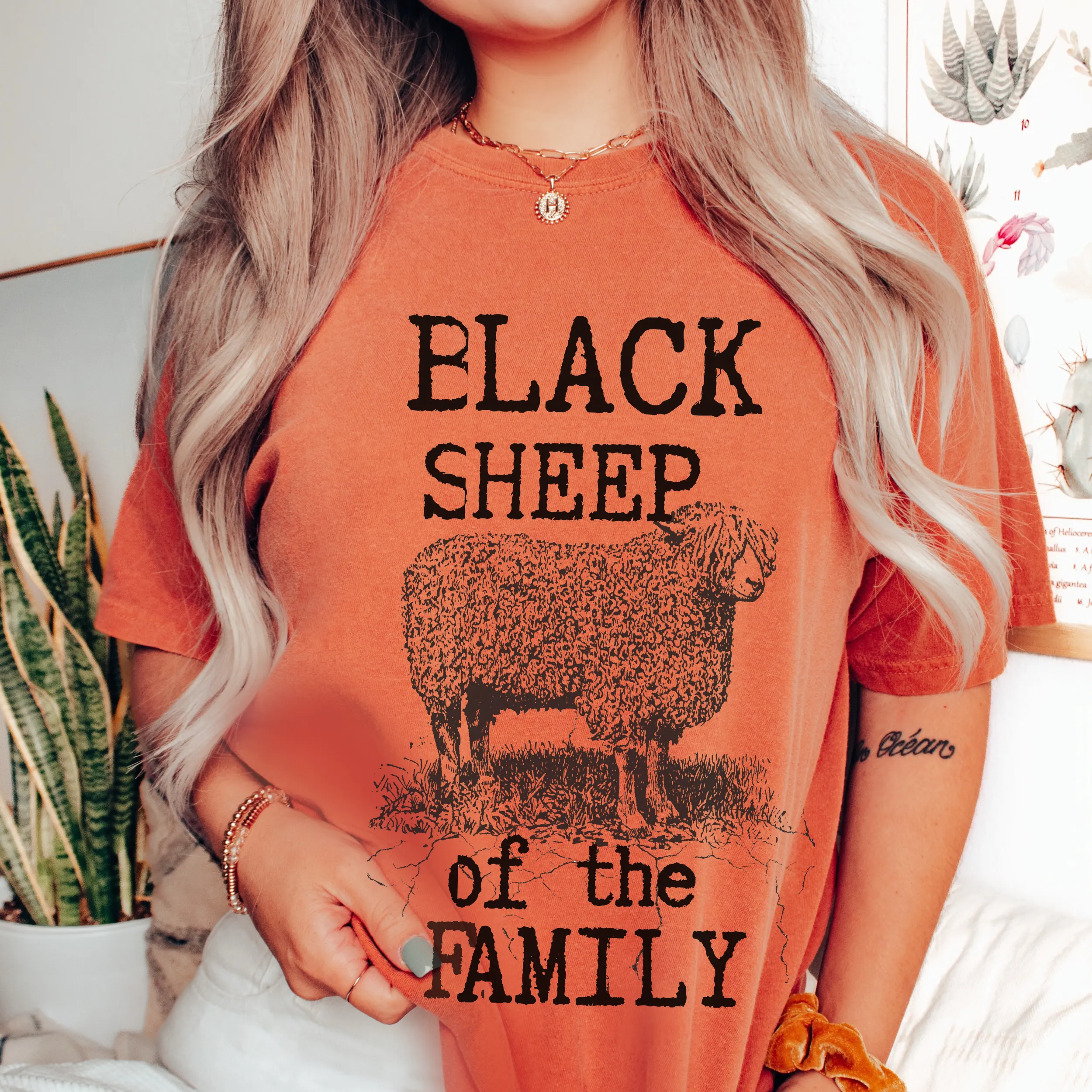 Black Sheep Comfort Colors® T-Shirt in pretty colors, Cute Funny Christmas Shirt with distressed print in mustard, crimson, pepper, yam and others