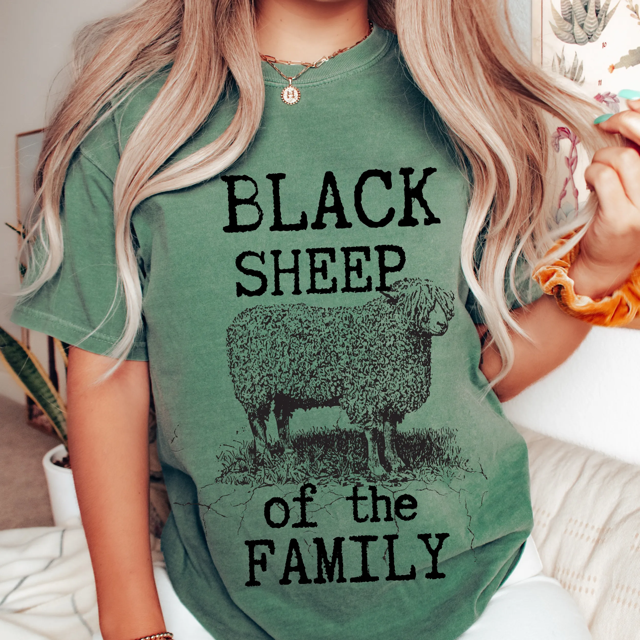 Black Sheep Comfort Colors® T-Shirt in pretty colors, Cute Funny Christmas Shirt with distressed print in mustard, crimson, pepper, yam and others