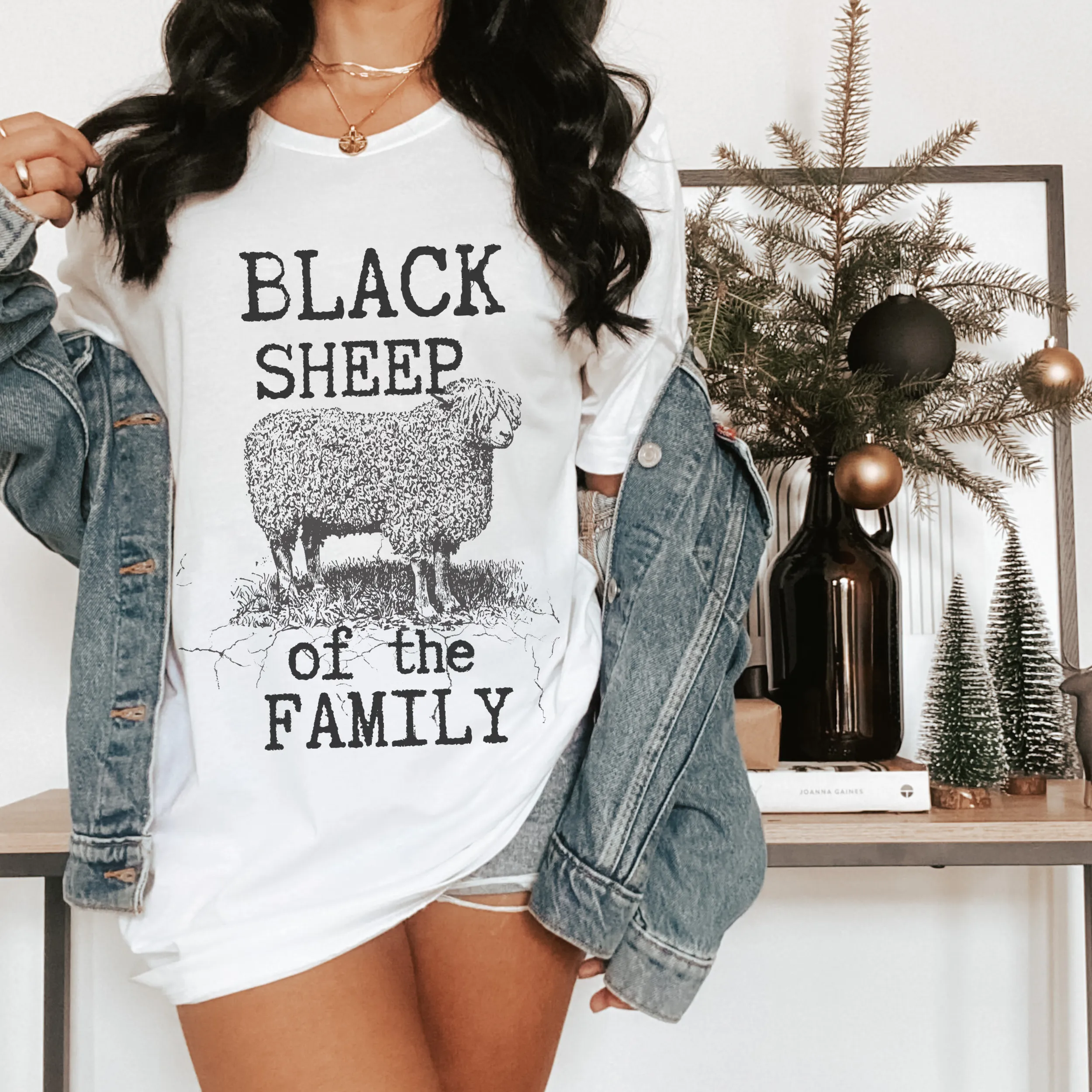 Black Sheep Comfort Colors® T-Shirt in pretty colors, Cute Funny Christmas Shirt with distressed print in mustard, crimson, pepper, yam and others