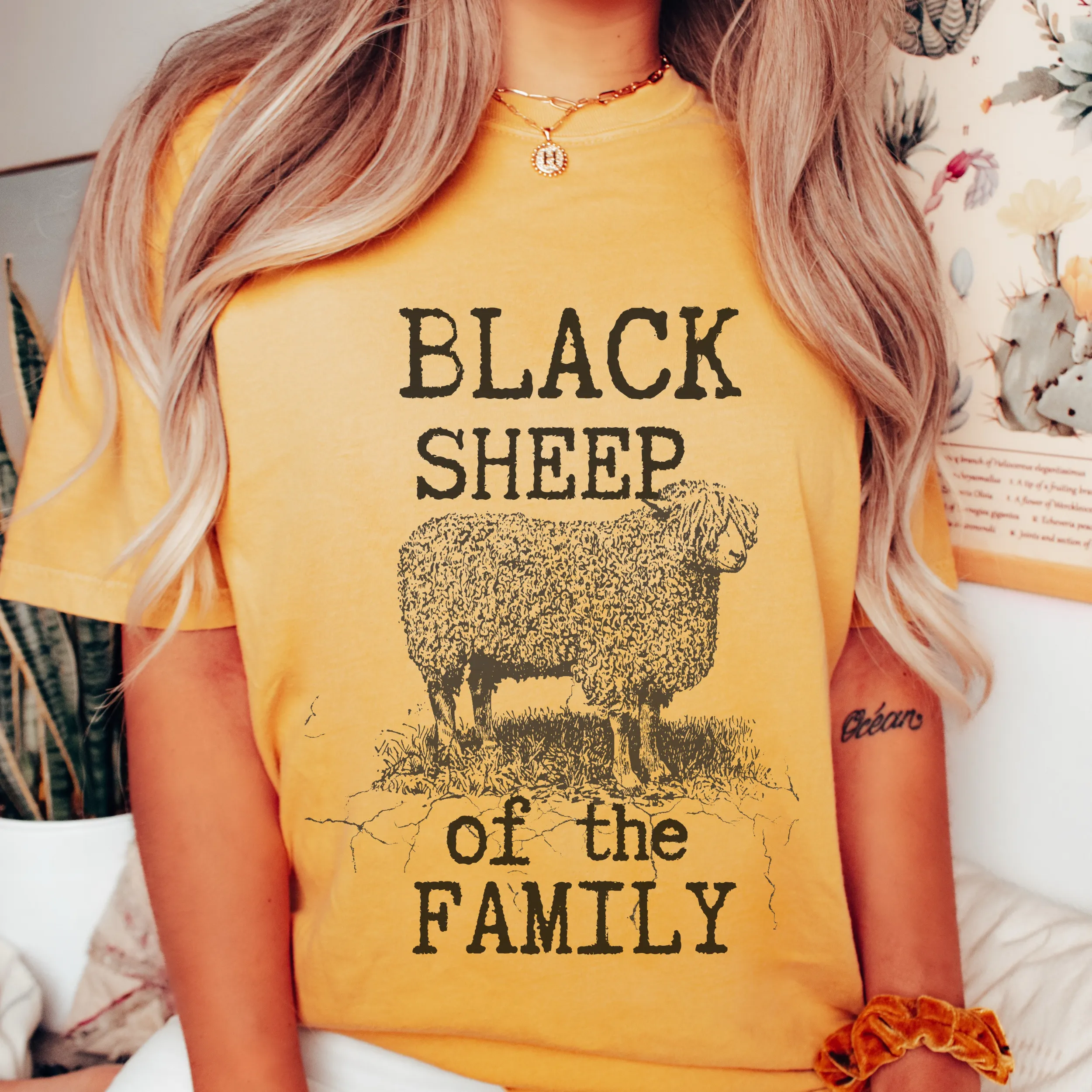 Black Sheep Comfort Colors® T-Shirt in pretty colors, Cute Funny Christmas Shirt with distressed print in mustard, crimson, pepper, yam and others