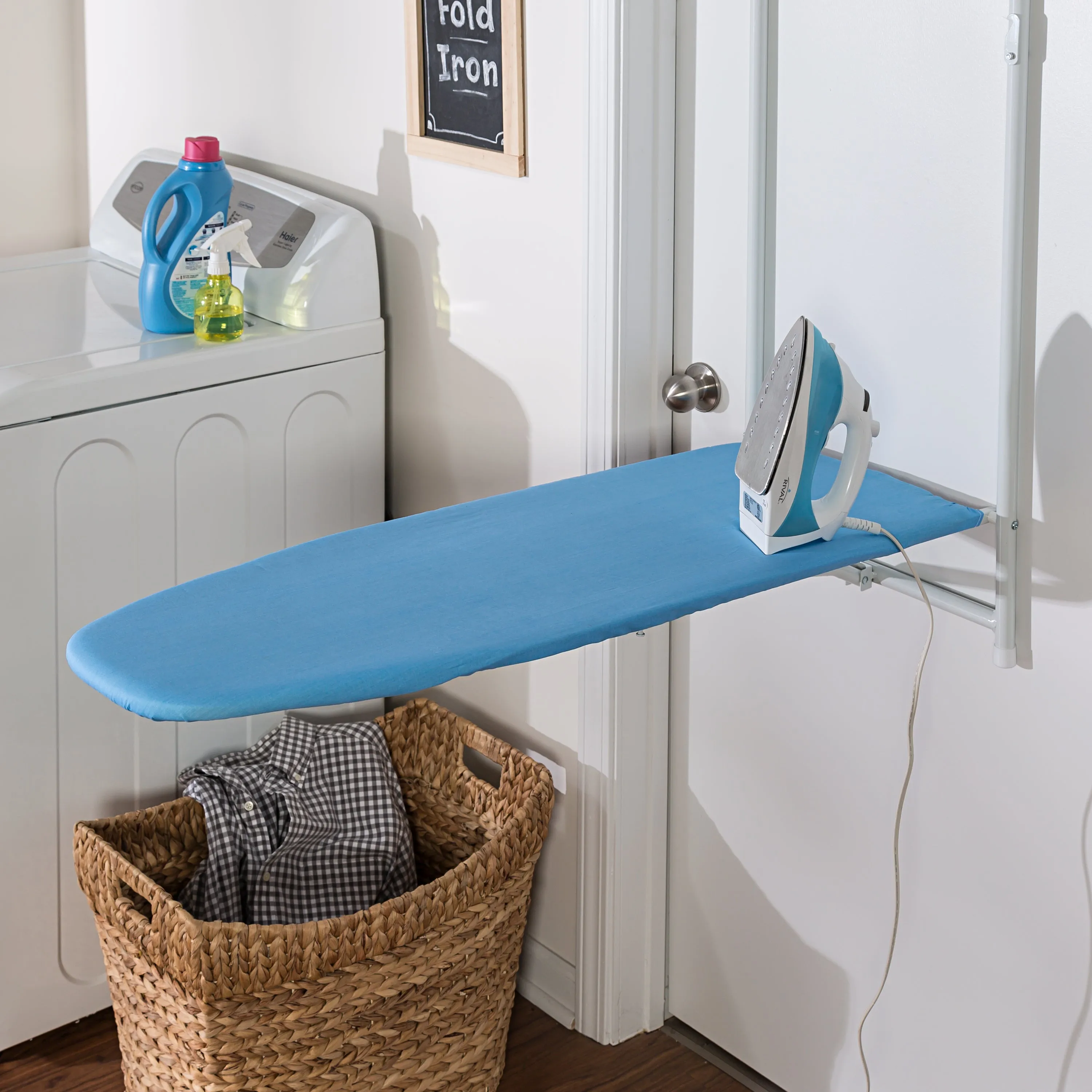 Blue Over-the-Door Compact Folding Ironing Board