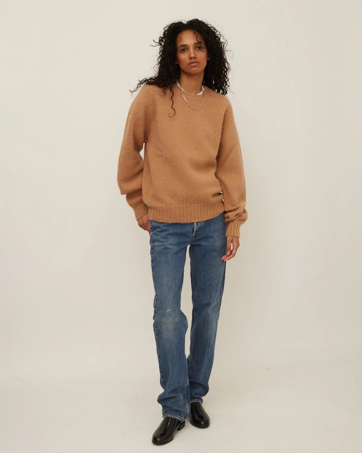 Brushed Shetland Sweater Crew Neck / Beige