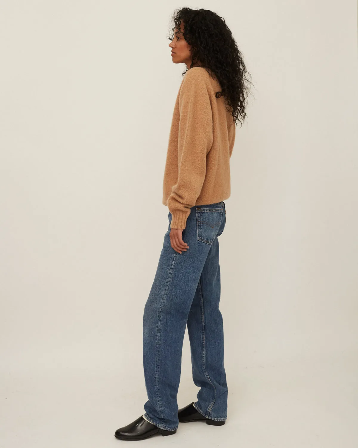 Brushed Shetland Sweater Crew Neck / Beige