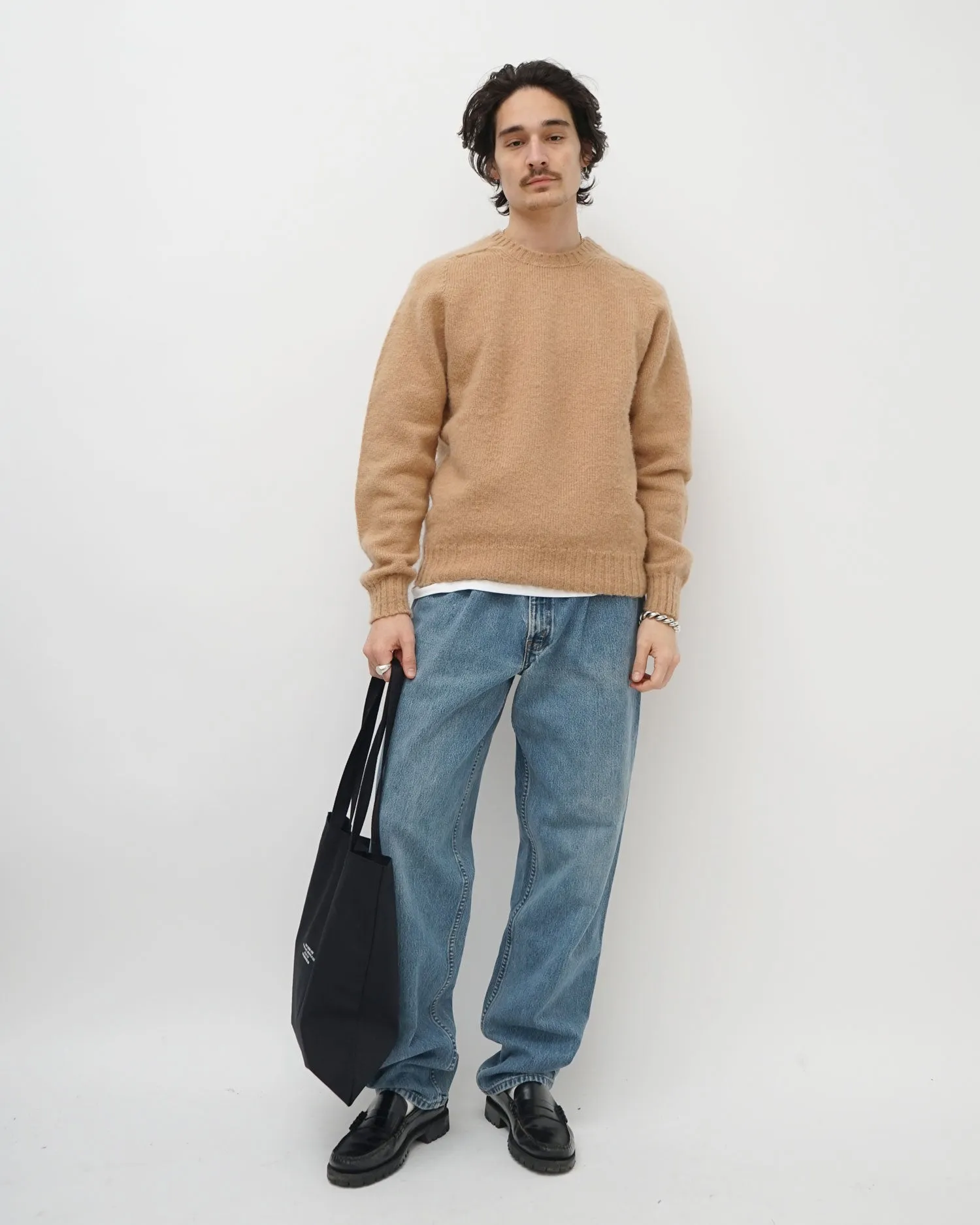 Brushed Shetland Sweater Crew Neck / Beige