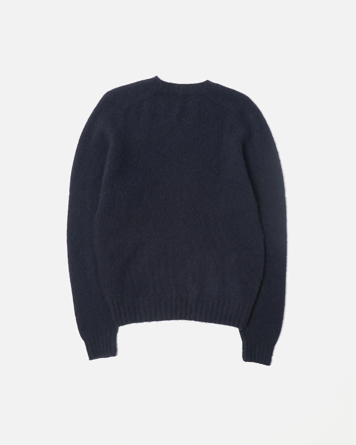 Brushed Shetland Sweater Crew Neck / Navy