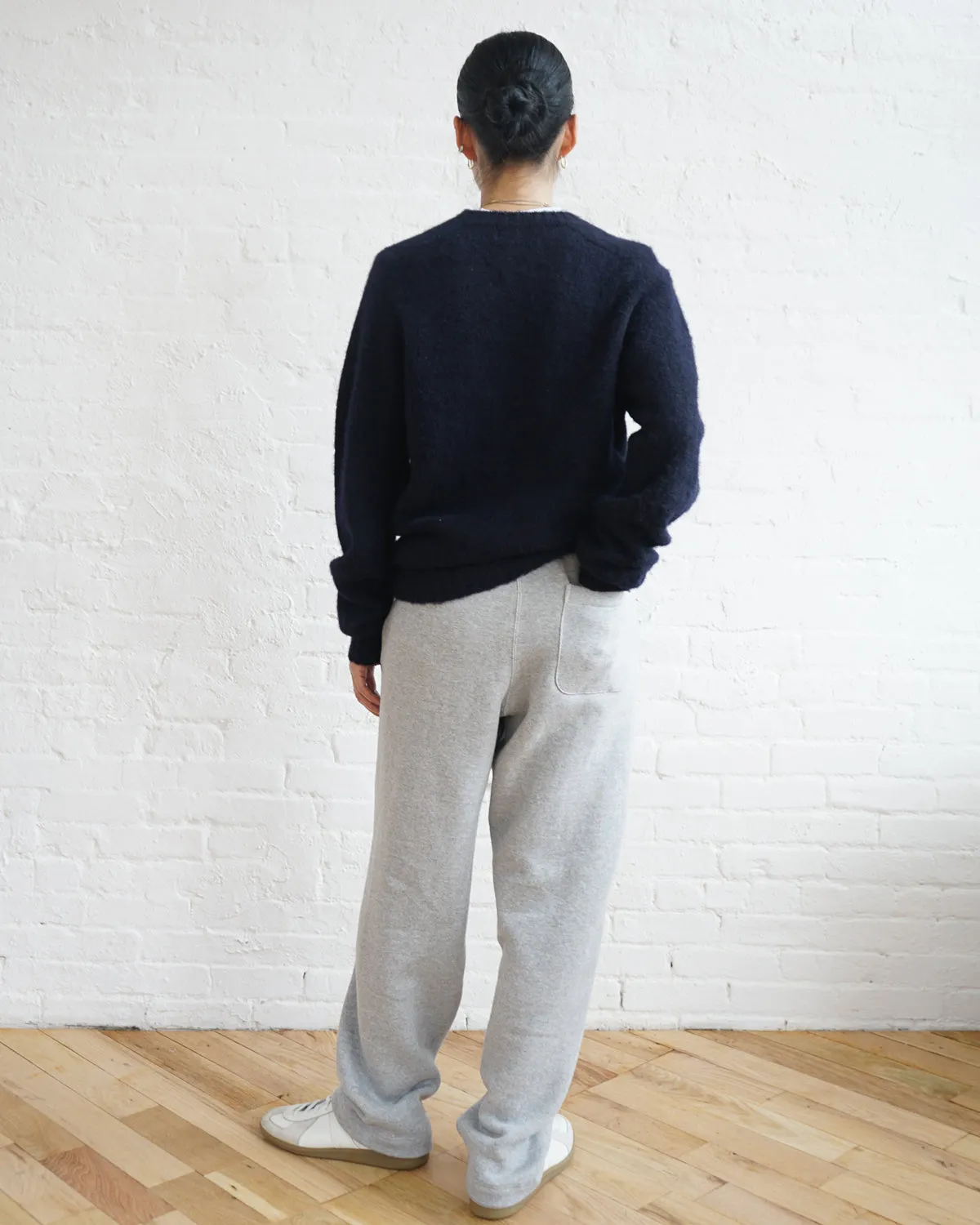 Brushed Shetland Sweater Crew Neck / Navy