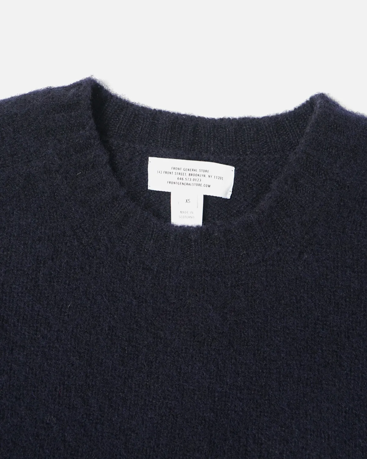 Brushed Shetland Sweater Crew Neck / Navy