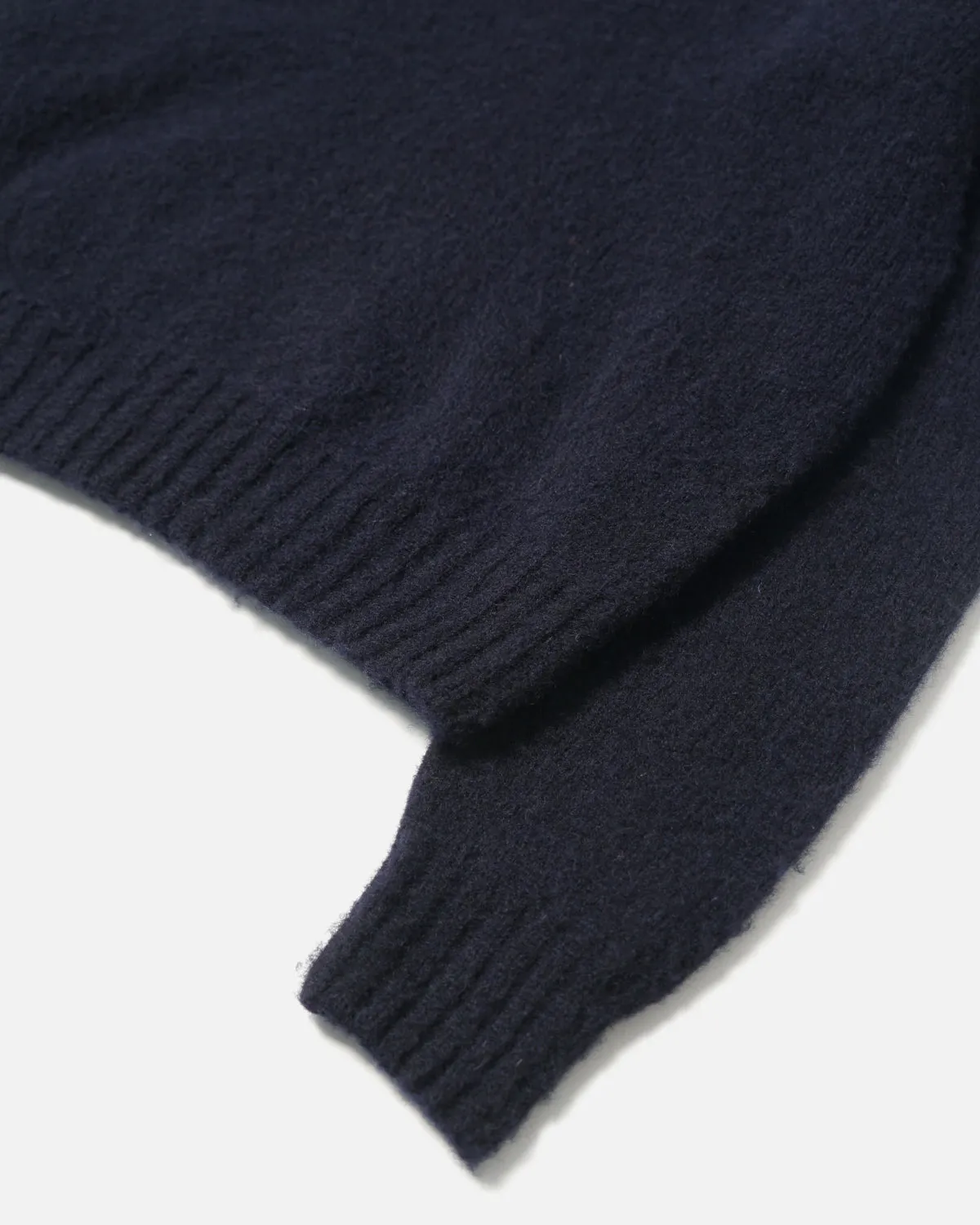 Brushed Shetland Sweater Crew Neck / Navy