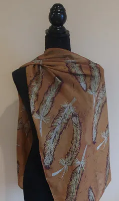 Chiffon Scarf - Coppery Bronze Feathers