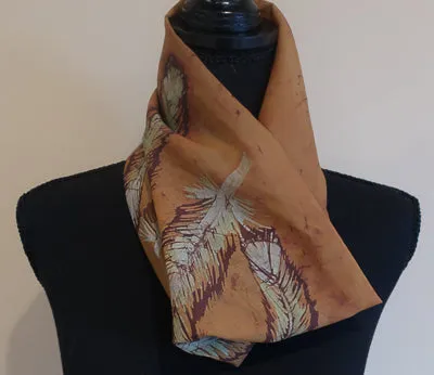 Chiffon Scarf - Coppery Bronze Feathers