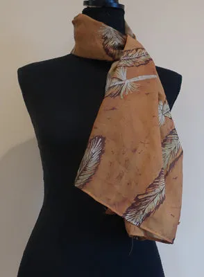 Chiffon Scarf - Coppery Bronze Feathers