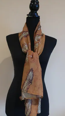 Chiffon Scarf - Coppery Bronze Feathers