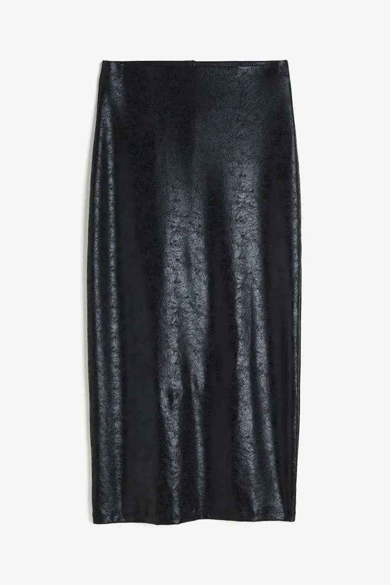 Coated pencil skirt H&M, black