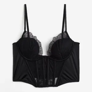 Corset H&M Padded Satin, black