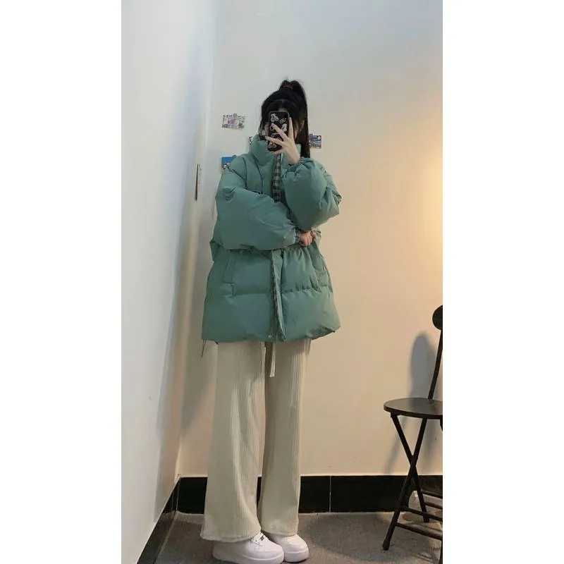 Cropped Loose Fit Lightweight Thickened Puffer Jacket