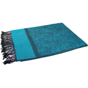 Cyan Paisley Pashmina Scarves