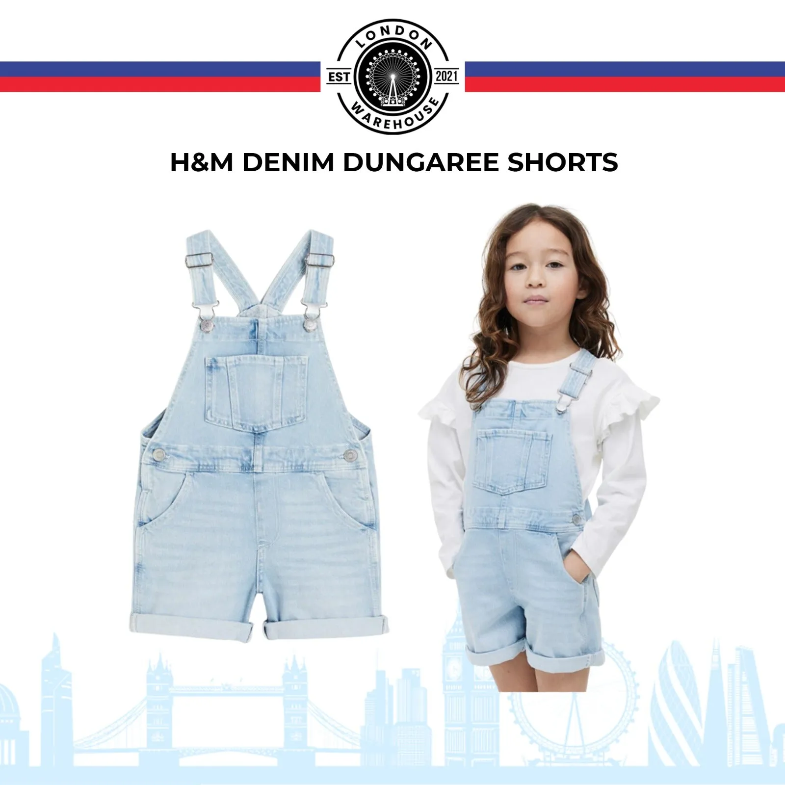 Denim dungaree shorts