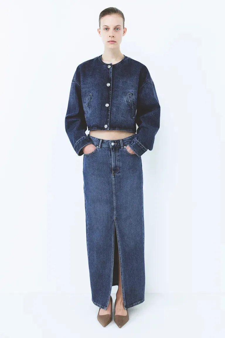 Denim maxi skirt H&M, blue