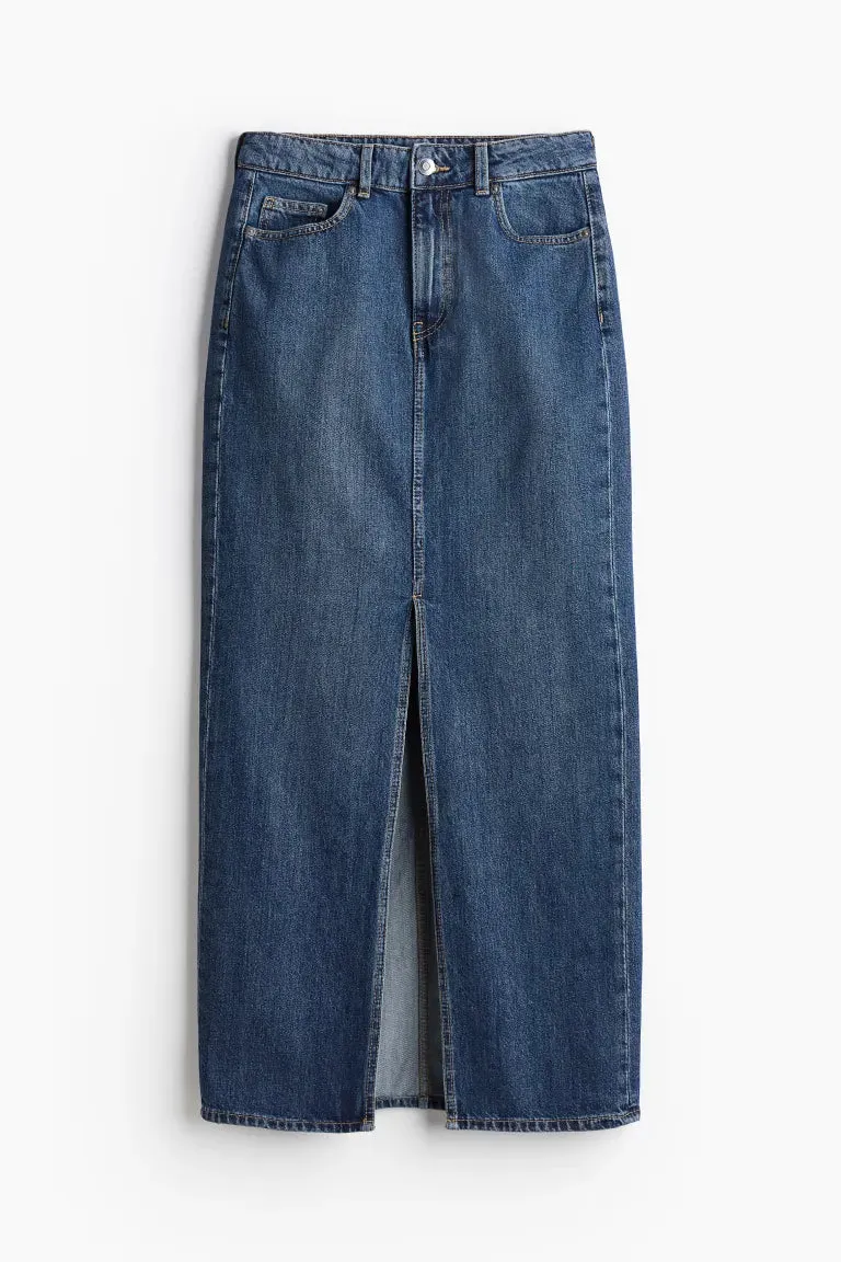 Denim maxi skirt H&M, blue