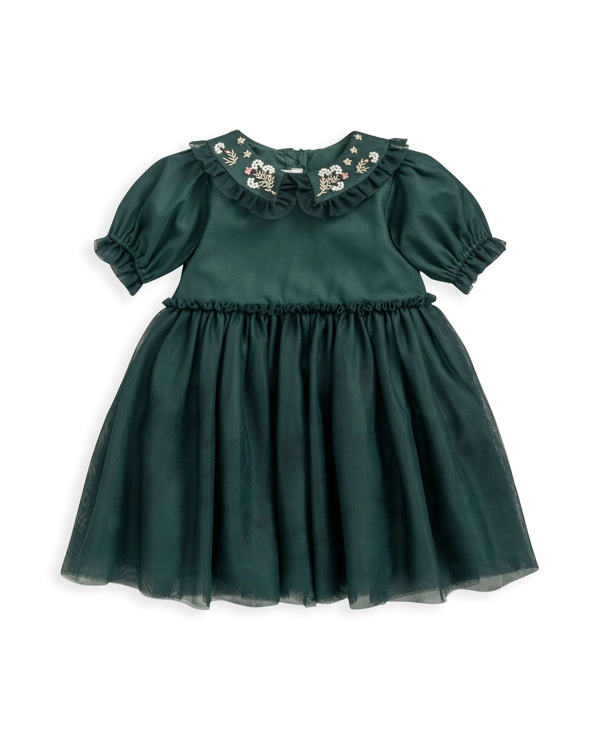 Embroidered Mesh Dress - Green