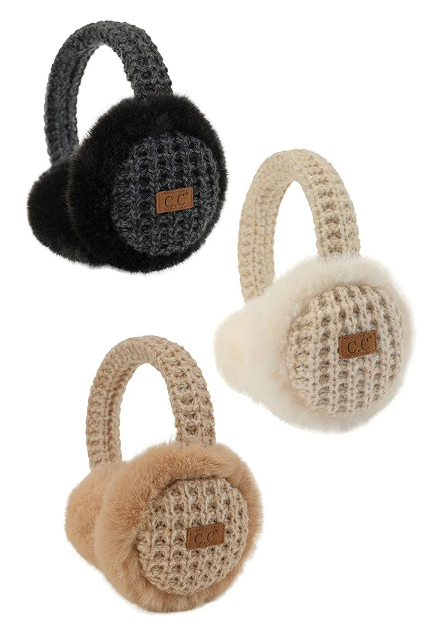 EMS4495 Heather Knitted Faux Fur Earmuffs