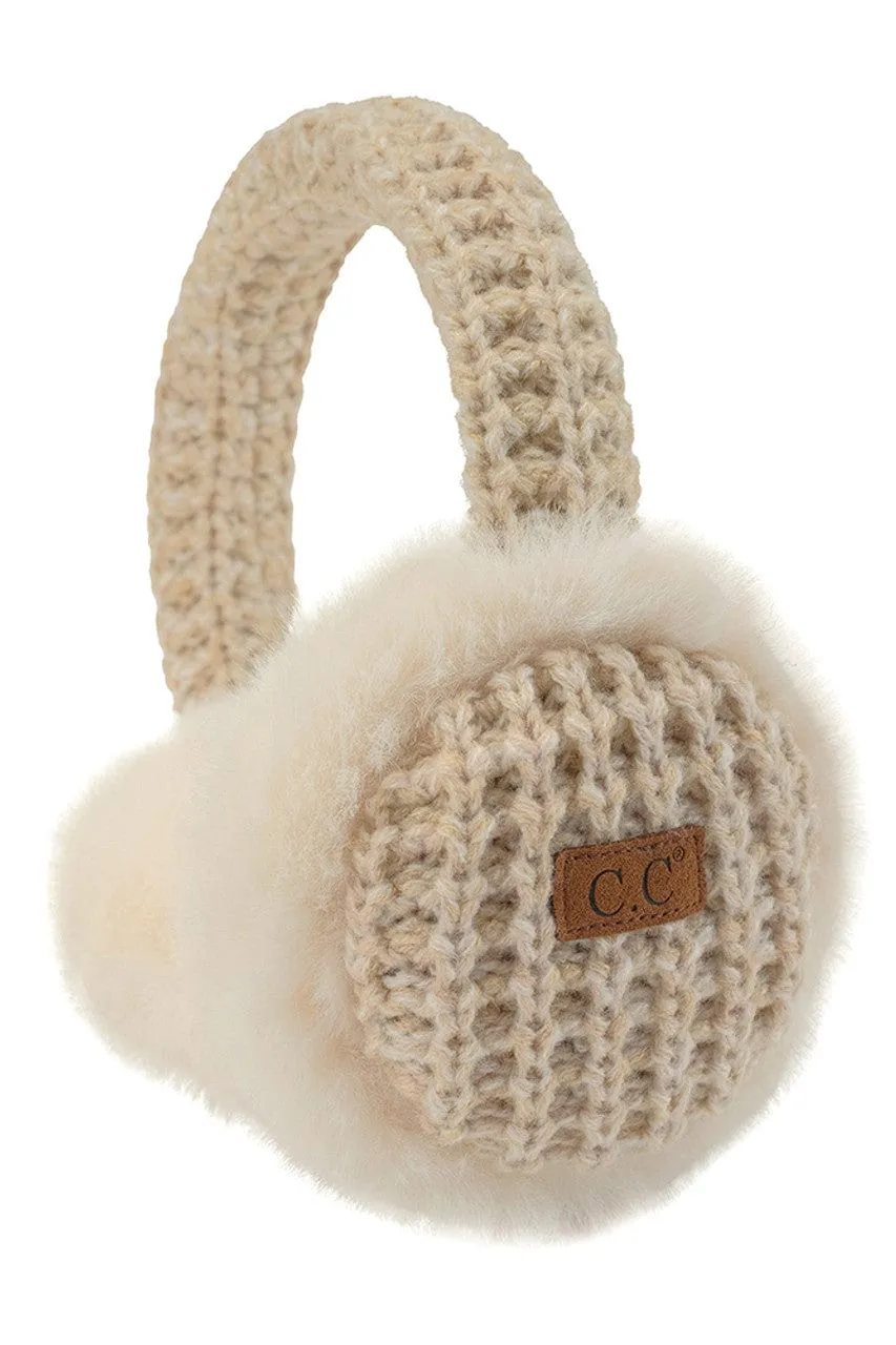 EMS4495 Heather Knitted Faux Fur Earmuffs