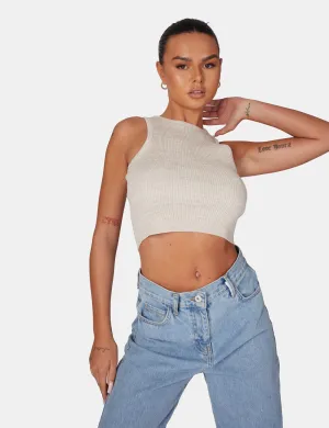 Extreme Racer Knitted Crop Oatmeal