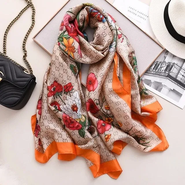 Fashion Silk Scarf Printed Bandana Shawl #LZ164