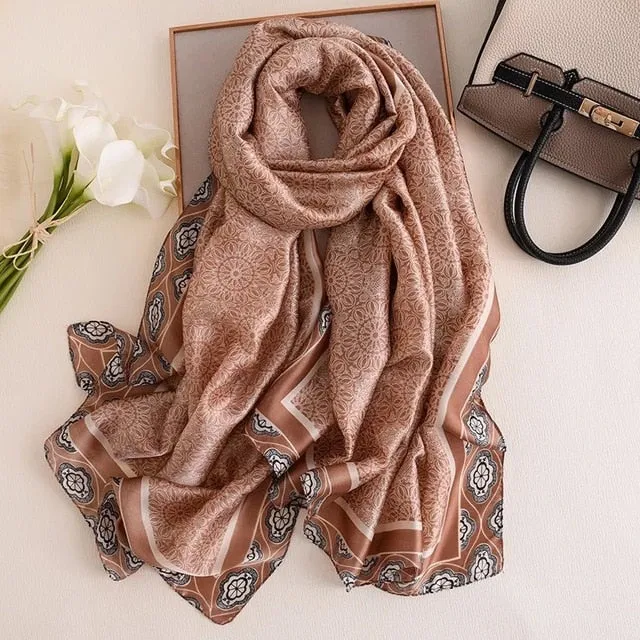 Fashion Silk Scarf Printed Bandana Shawl #LZ164