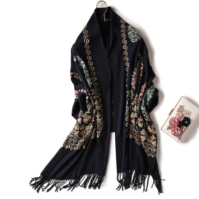 Fashion Winter Tassel Scarf Printed Bandana Shawl #2029