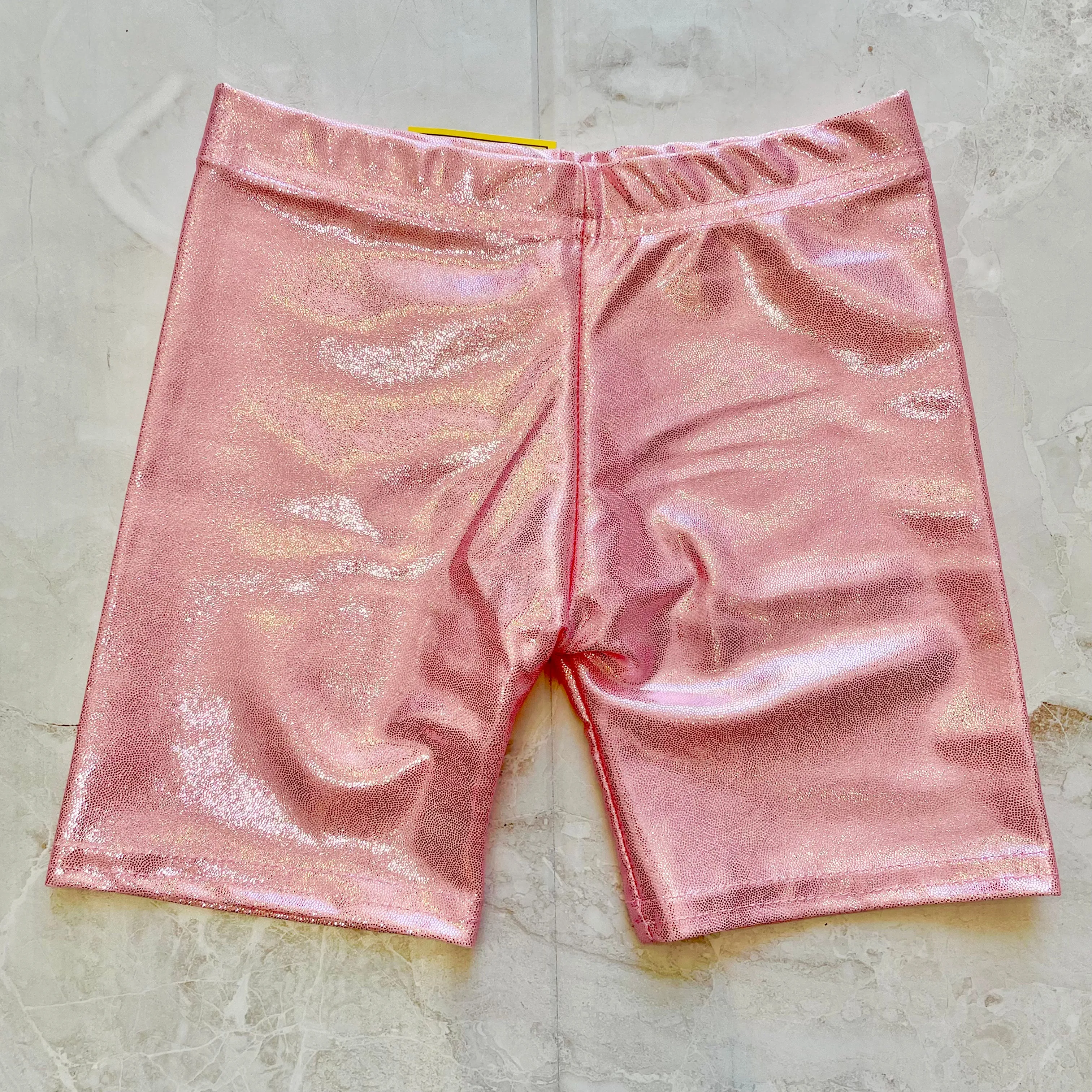 Girls Bottoms | Metallic Biker Shorts - Light Pink | Dori Creations