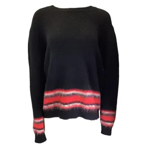 Givenchy Black / Red Long Sleeved Mohair Knit Sweater