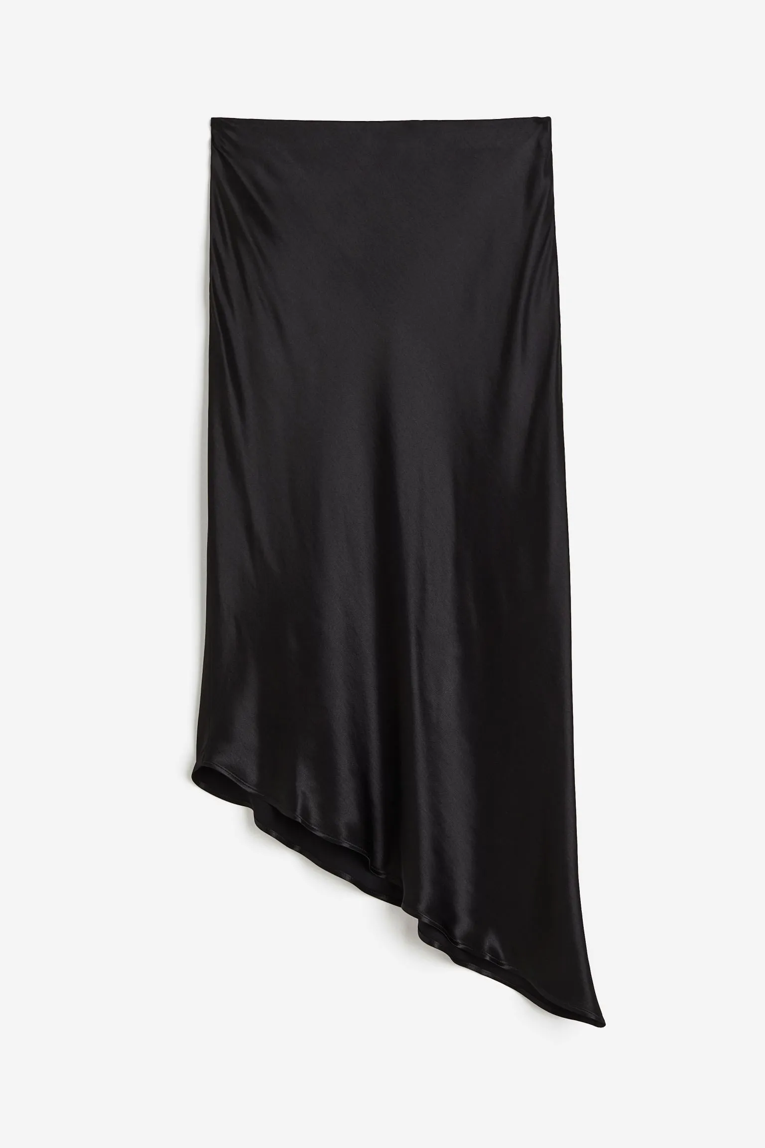 H&M Asymmetric Satin Skirt, black