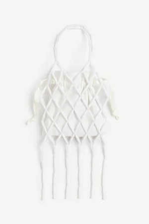 H&M beaded phone bag, white