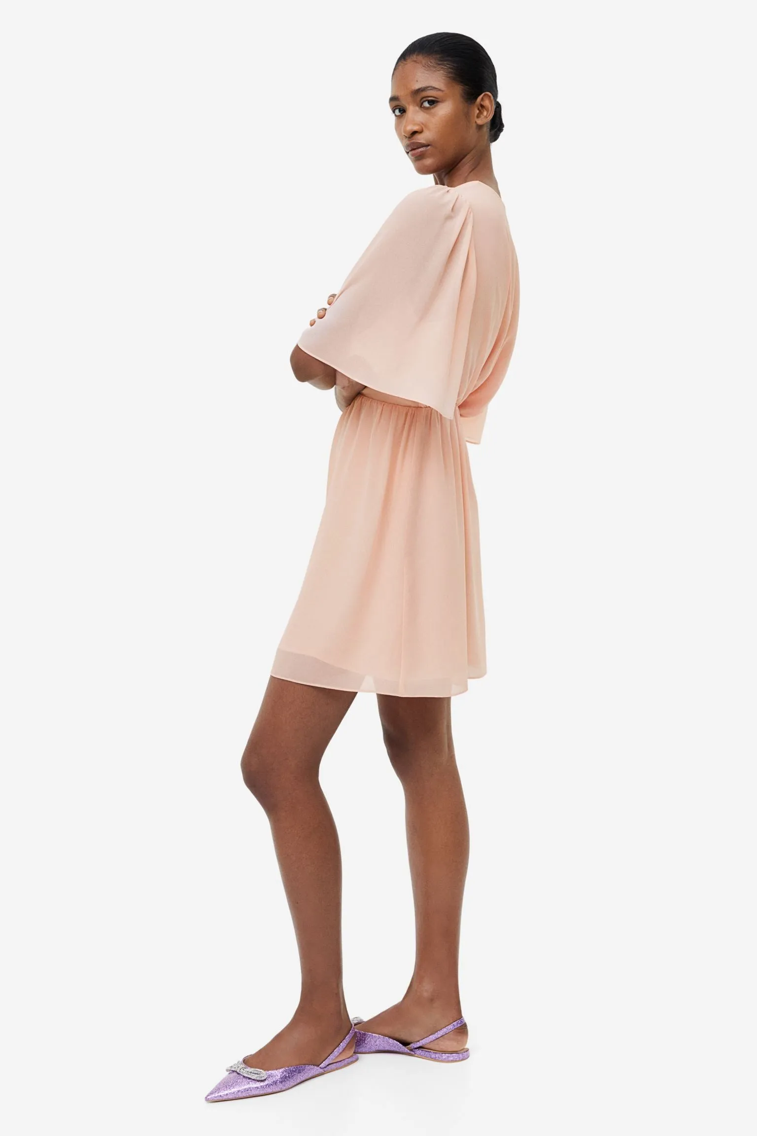 H&M Butterfly-sleeved dress, pink