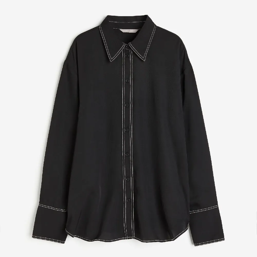 H&M Contrasting-stitch shirt, black