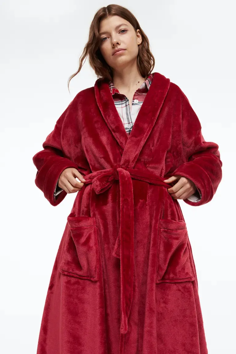 H&M fleece robe, red