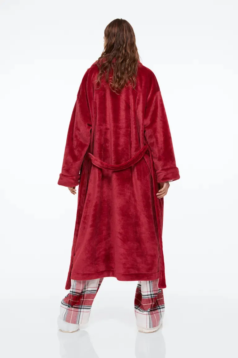 H&M fleece robe, red