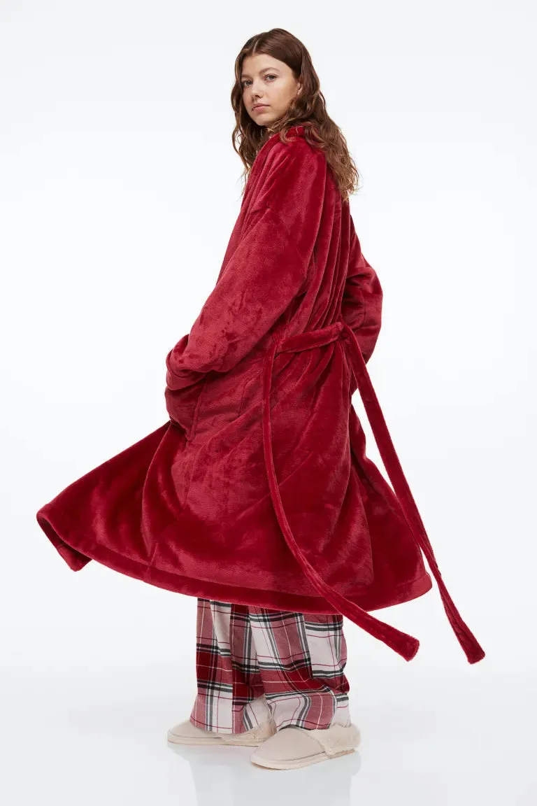 H&M fleece robe, red