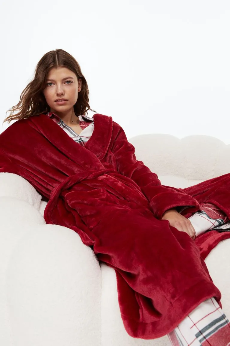 H&M fleece robe, red