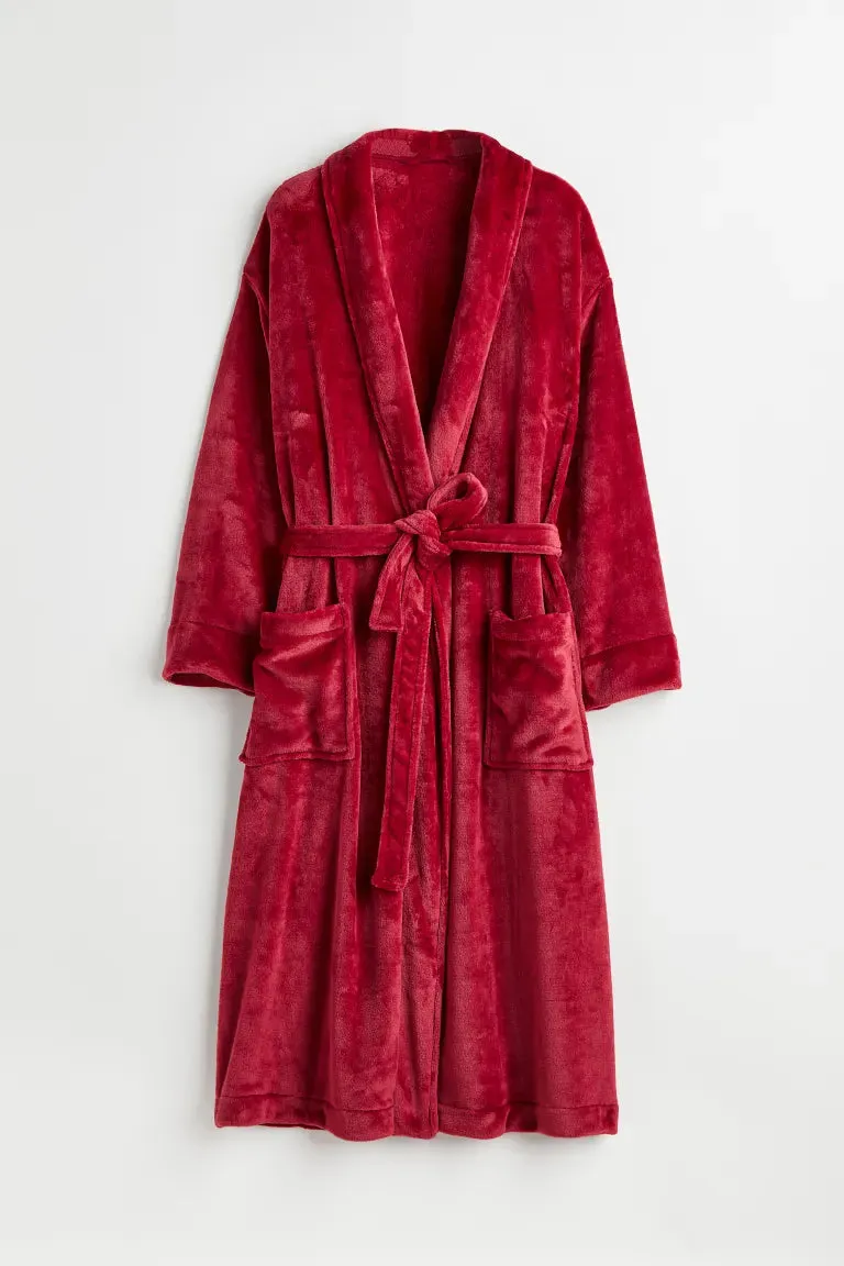 H&M fleece robe, red