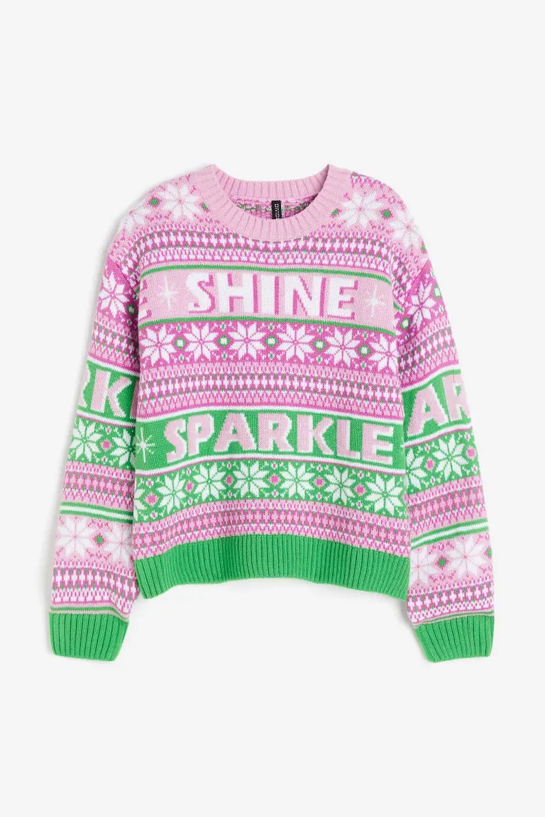 H&M jacquard sweater, pink